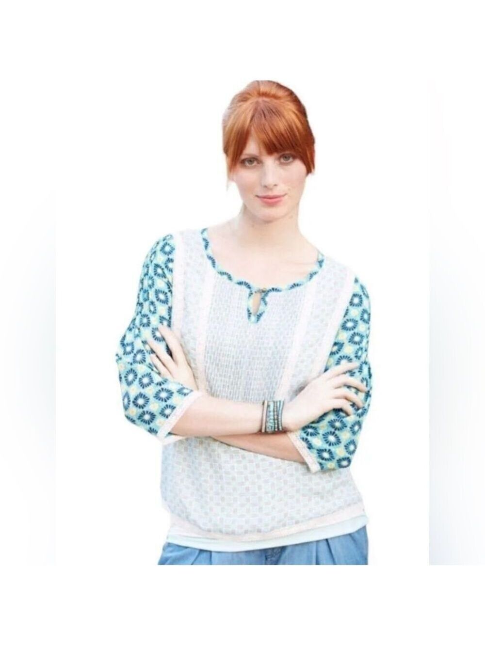 Matilda Jane Kaleidoscope Daisy Floral Keyhole Peasant Top